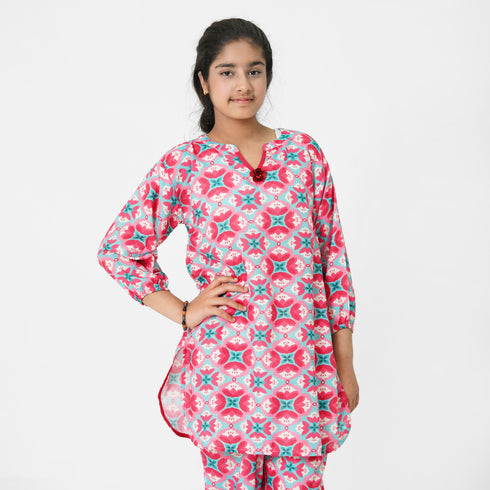 Pink Printed 3pc Eastern Set